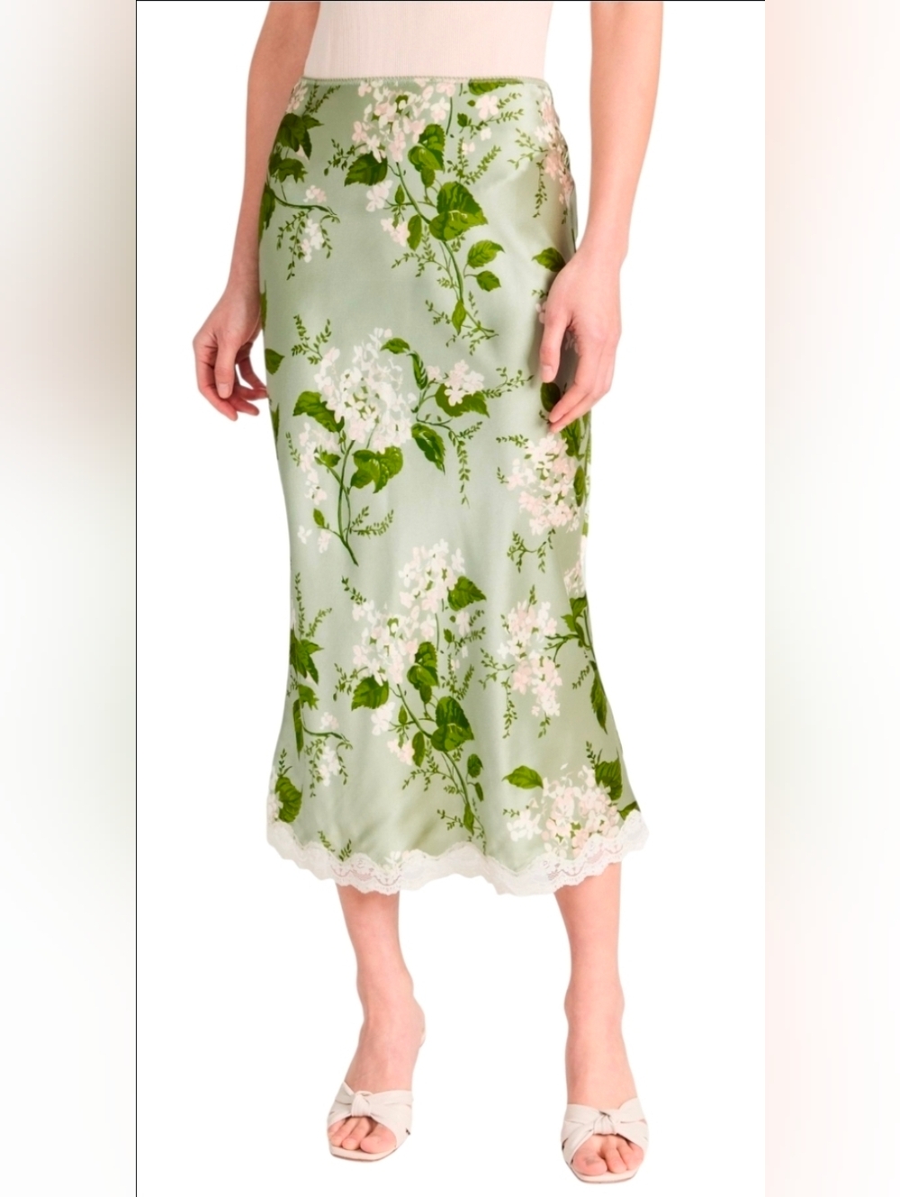 REFORMATION ARIE SILK SKIRT TEA GARDEN 6